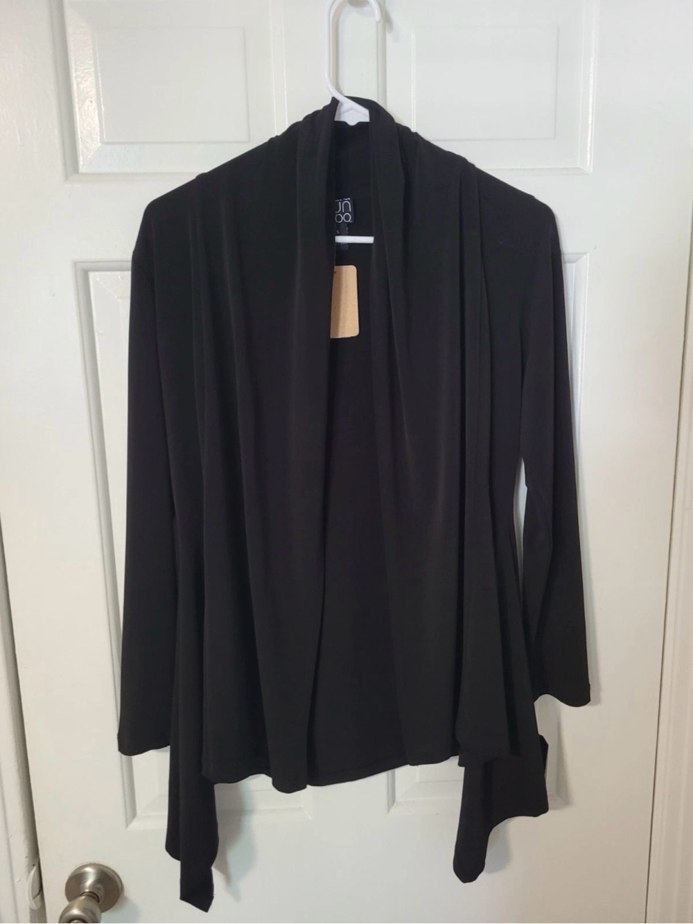CLARA SUNWOO Black Open-Front Draped Cardigan